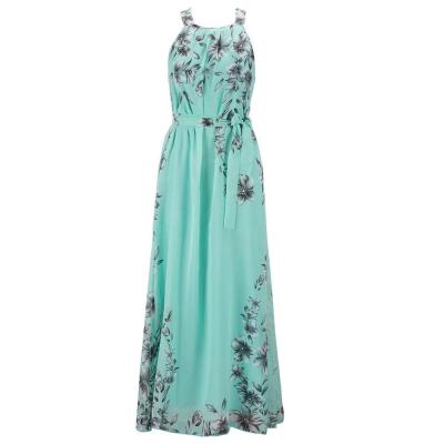 Női virágmintás bohém strand sifon maxi ruha