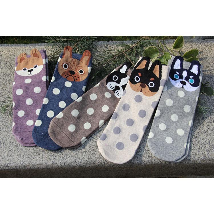 Női zokni, alacsony szárú, rajzfilm állat sorozat, aranyos kutya, Harajuku stílus, vicces zokni