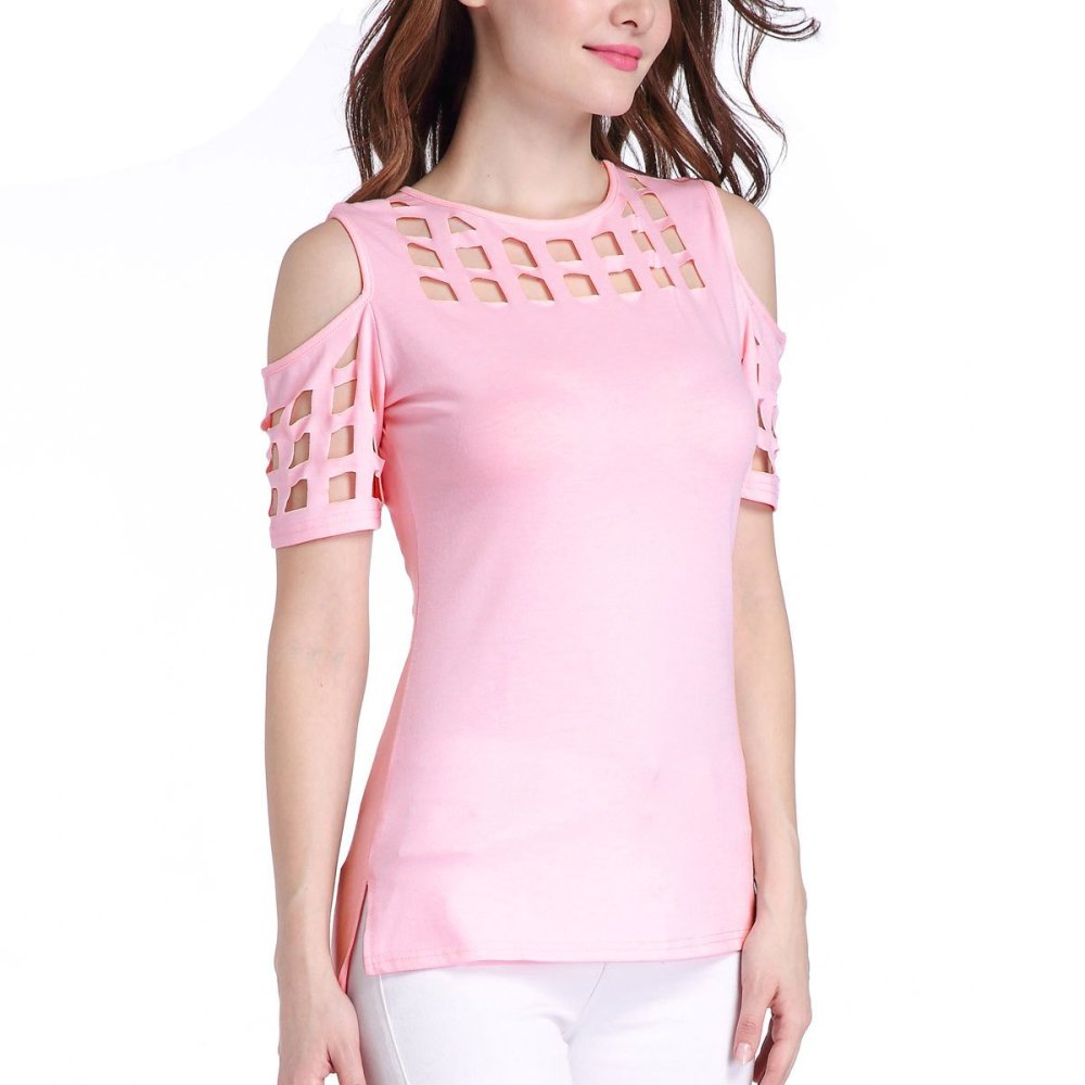 Szexi karcsú vállnélküli rövidujjú blúz