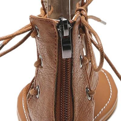 Vintage női cipő, fűzős gladiátor szandál, flipflop, standcipő, lapos bőr szandál