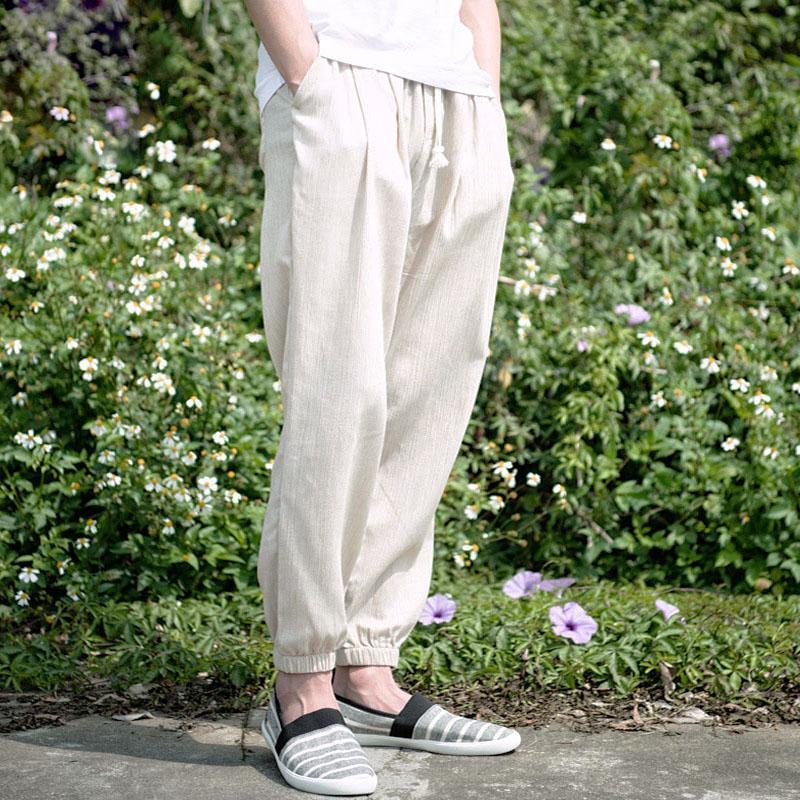 NEER Férfi nyári alkalmi pamut és len nadrág