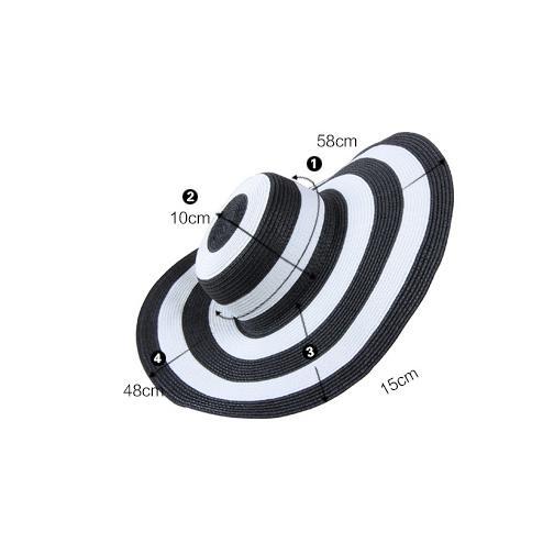 Csíkos női szalmakalap, kültéri kalap, széles szalma stand kalap