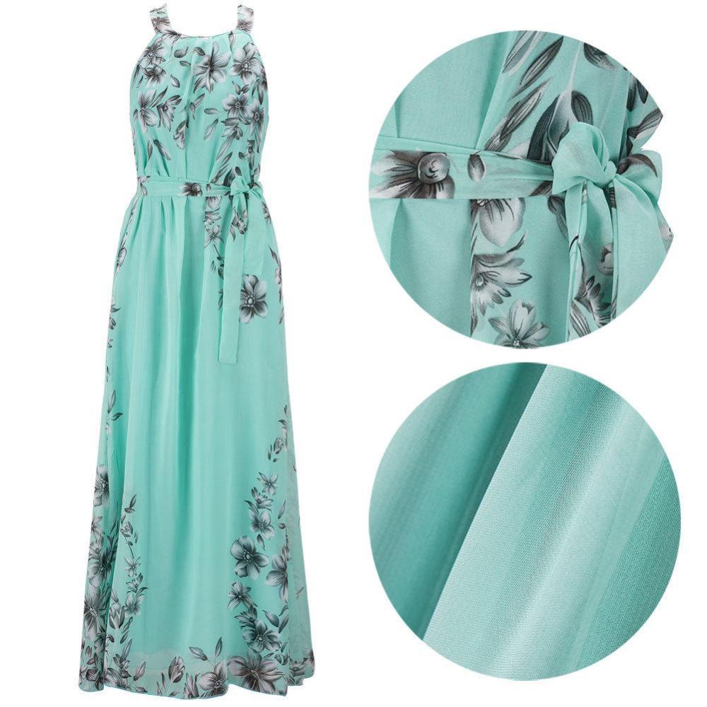 Γυναίκες Mοτίβο Λουλουδιών Βοημίας Παραλία Φόρεμα Σιφόν Maxi Φόρεμα