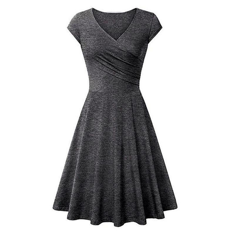 Női V-nyakú elegáns alkalmi A vonalú ujj nélküli ruha