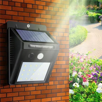 16/20 LED-es napelemes, mozgásérzékelős kültéri, udvari biztonsági lámpa