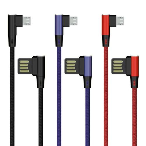 Android duplakönyökű szövetborítású USB gyorstöltő kábel