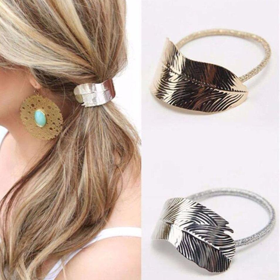 1db Női levélmintás hajgumi, elasztikus hajgumi, lófarok tartó