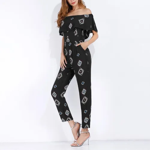 Vállatlan boho nyomottmintás geometrikus mintás Rugalmas melegítő