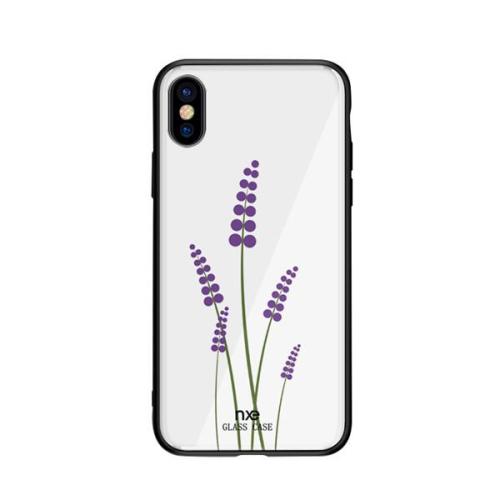 Luxus, edzett üvegű. virágmintás tok iPhone X/8P/8/7P/7/6P/6 telefonhoz