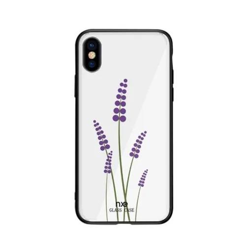 Luxus, edzett üvegű. virágmintás tok iPhone X/8P/8/7P/7/6P/6 telefonhoz