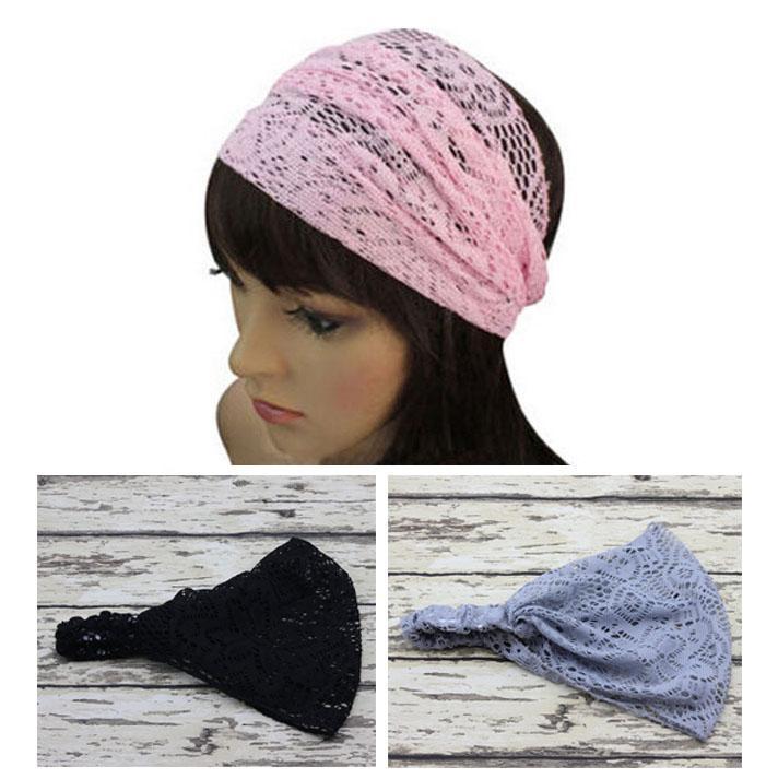 1 db Női Csipke Széles Pántos Bandana Fejfedők Sport Elasztikus Fejdísz Haj tartozékok