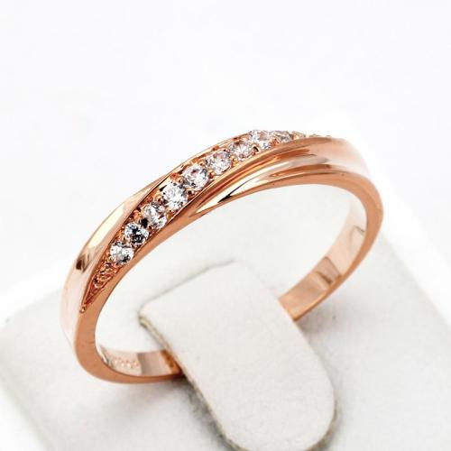 Kiváló minőségű cirkónium rose gold eljegyzési gyűrű, strasszos női ékszer