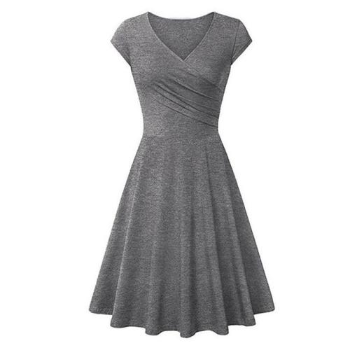 Női V-nyakú elegáns alkalmi A vonalú ujj nélküli ruha