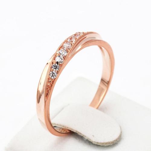 Kiváló minőségű cirkónium rose gold eljegyzési gyűrű, strasszos női ékszer