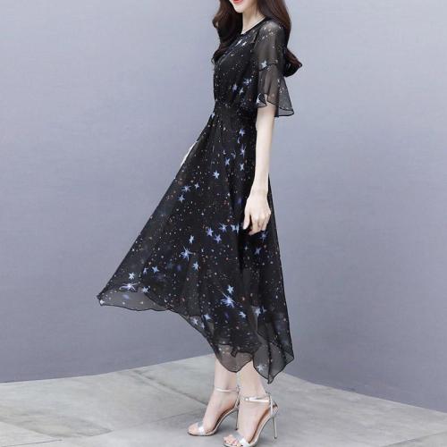 Sifon Star Print ruha Midi ruha