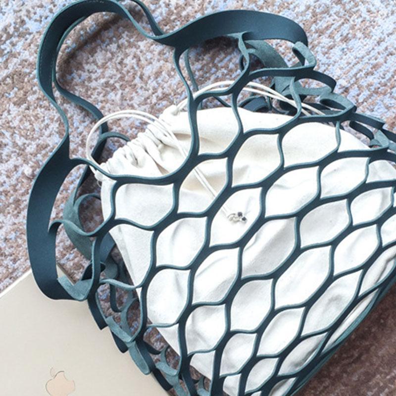 Női divatos, hálós, lyukacsos, vászon, mobil, kézitáska