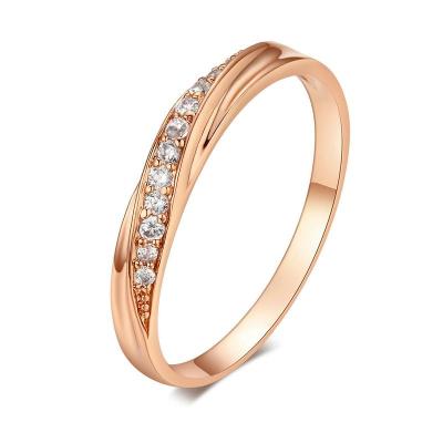 Kiváló minőségű cirkónium rose gold eljegyzési gyűrű, strasszos női ékszer