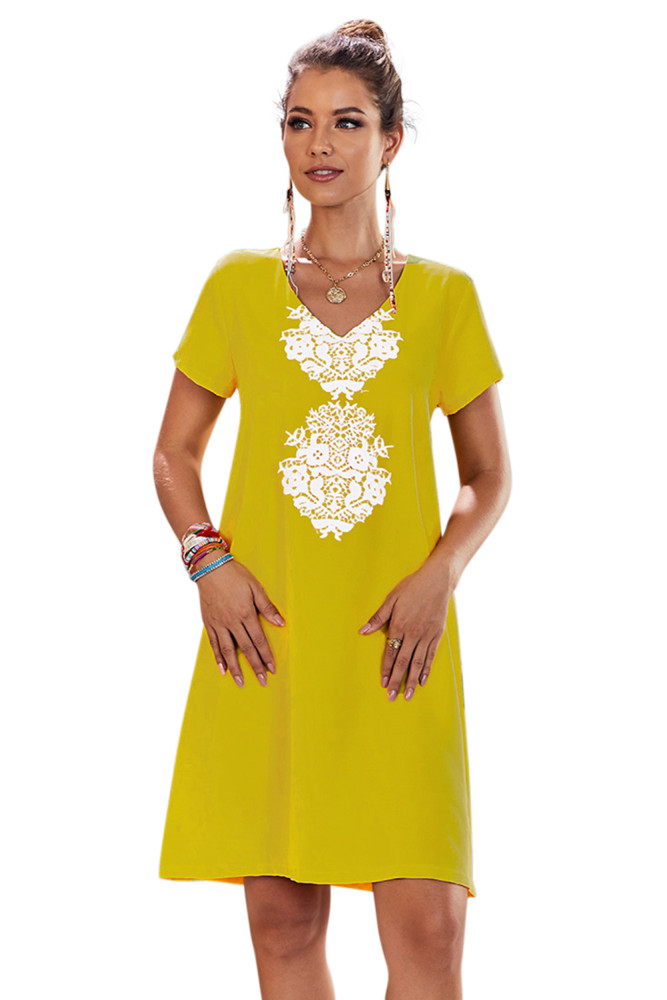 Copy Summer Tribal Print V-Neck Shift Casual Dress