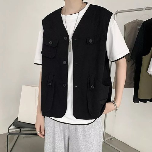 夏季韓版新款 時尚潮流 休閒百搭 機能工裝馬甲背心
