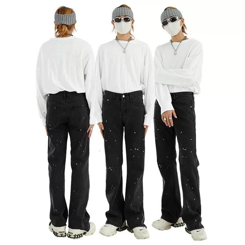 夏季薄款 潑墨 漆點韓版 牛仔褲