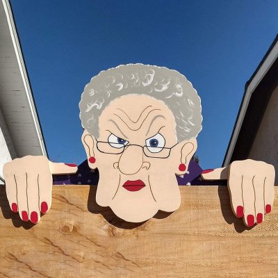 Nosy Old Man and Lady Yard Sign Decoration