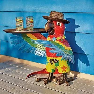 Parrot Butler Statue Bird Drink Serving