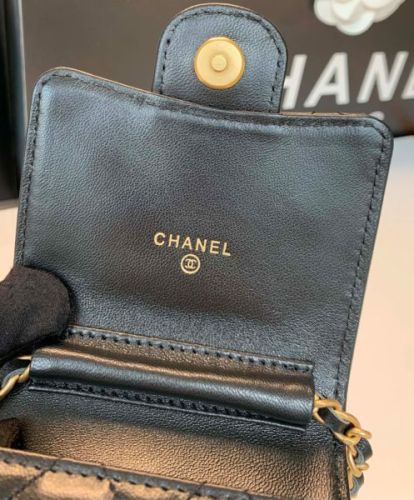 Chanel Phone Holder With Chain Black