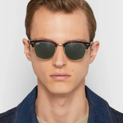 RAY-BAN Clubmaster Acetate and Gold-Tone Sunglasses