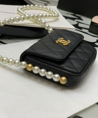 Chanel Flap Card Holder With Chain AP2185 Black