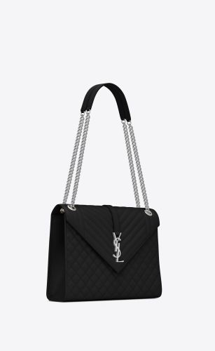 SAINT LAURENT ENVELOPE LARGE BAG IN MIX MATELASSÉ GRAIN DE POUDRE EMBOSSED LEATHER