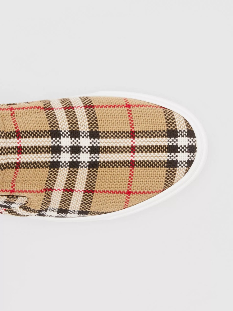 BURBERRY - Leather sneakers with signature stripe