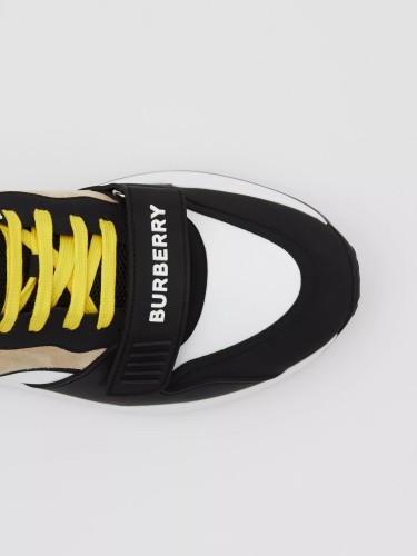 BURBERRY - Vintage check, nylon and suede sneakers