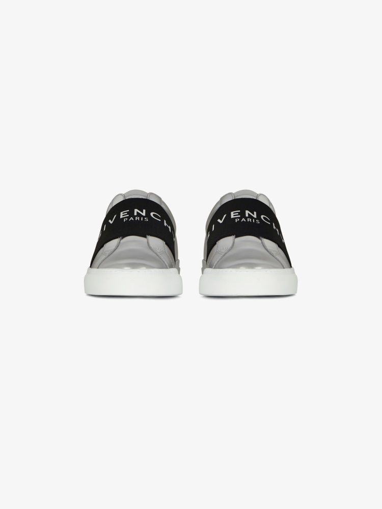 Givenchy SNEAKERS IN LEATHER WITH MIRROR EFFECT WEBBING