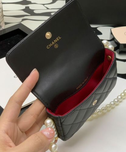 Chanel Flap Card Holder With Chain AP2185 Black