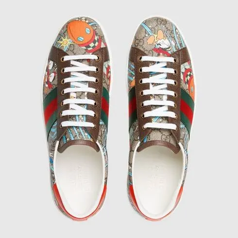 Disney x Gucci Ace series Donald Duck print men's sneakers