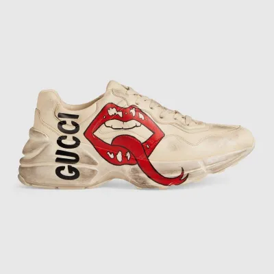 GUCCI - Rhyton series ladies lip print sneakers
