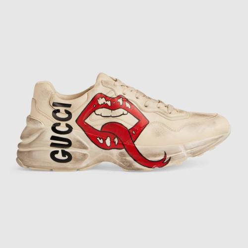 GUCCI - Rhyton series ladies lip print sneakers