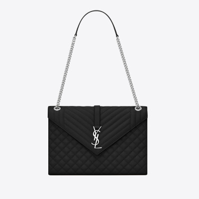SAINT LAURENT ENVELOPE LARGE BAG IN MIX MATELASSÉ GRAIN DE POUDRE EMBOSSED LEATHER