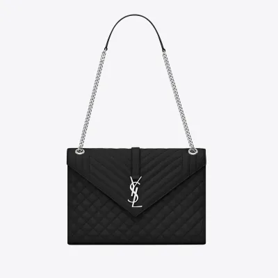 SAINT LAURENT ENVELOPE LARGE BAG IN MIX MATELASSÉ GRAIN DE POUDRE EMBOSSED LEATHER