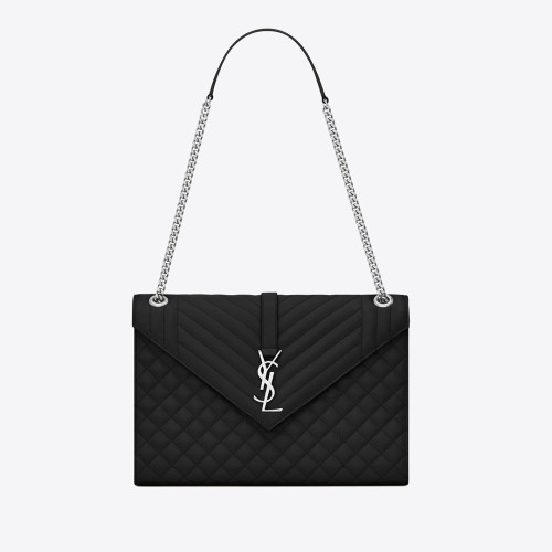 SAINT LAURENT ENVELOPE LARGE BAG IN MIX MATELASSÉ GRAIN DE POUDRE EMBOSSED LEATHER