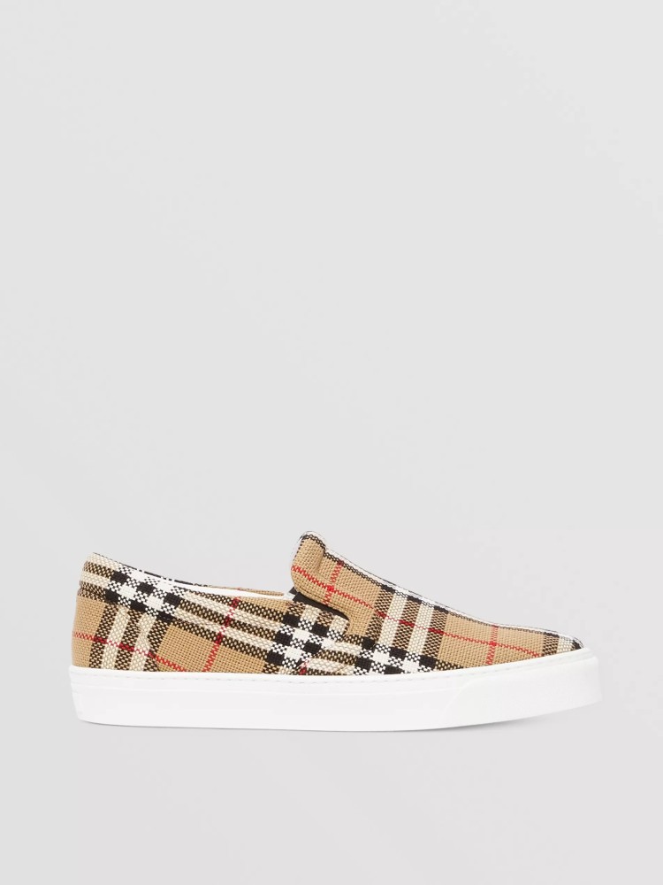 BURBERRY - Leather sneakers with signature stripe