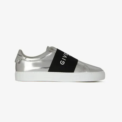 Givenchy SNEAKERS IN LEATHER WITH MIRROR EFFECT WEBBING