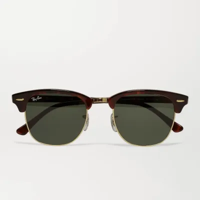 RAY-BAN Clubmaster Acetate and Gold-Tone Sunglasses