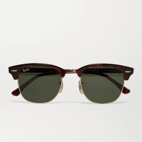 RAY-BAN Clubmaster Acetate and Gold-Tone Sunglasses