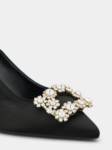 ROGER VIVIER - Flower Strass Buckle Pumps in Satin