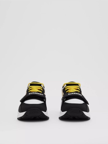 BURBERRY - Vintage check, nylon and suede sneakers