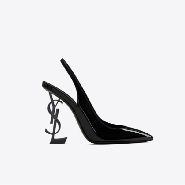 YSL - OPYUM SLINGBACK PUMPS IN PATENT LEATHER WITH BLACK HEEL