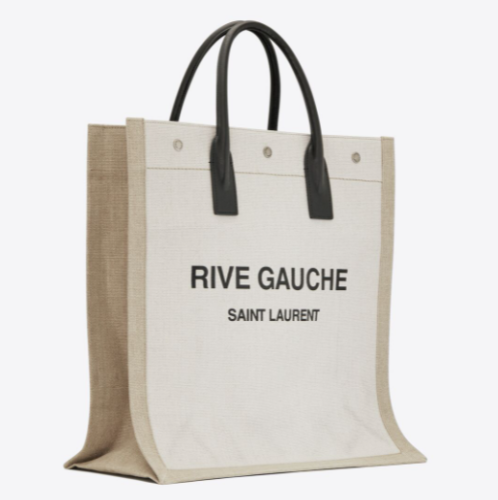 YSL - RIVE GAUCHE N/S SHOPPING BAG IN LINEN AND COTTON