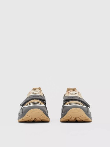 BURBERRY - Vintage check, nylon and suede sneakers