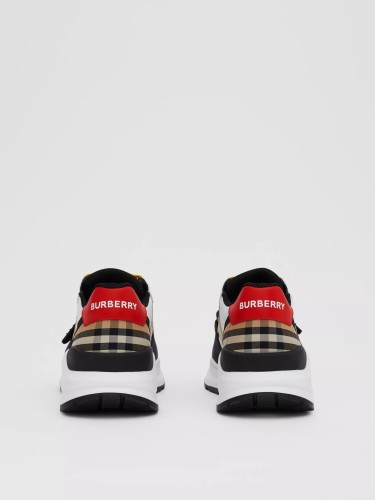 BURBERRY - Vintage check, nylon and suede sneakers
